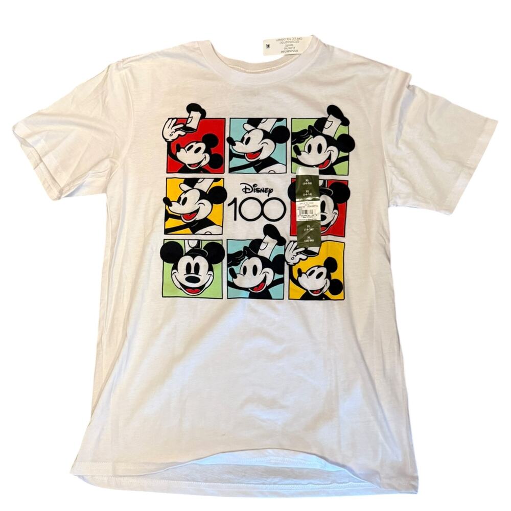Disney Mickey Mouse 100th Celebrations White T Shirt Size 14/16